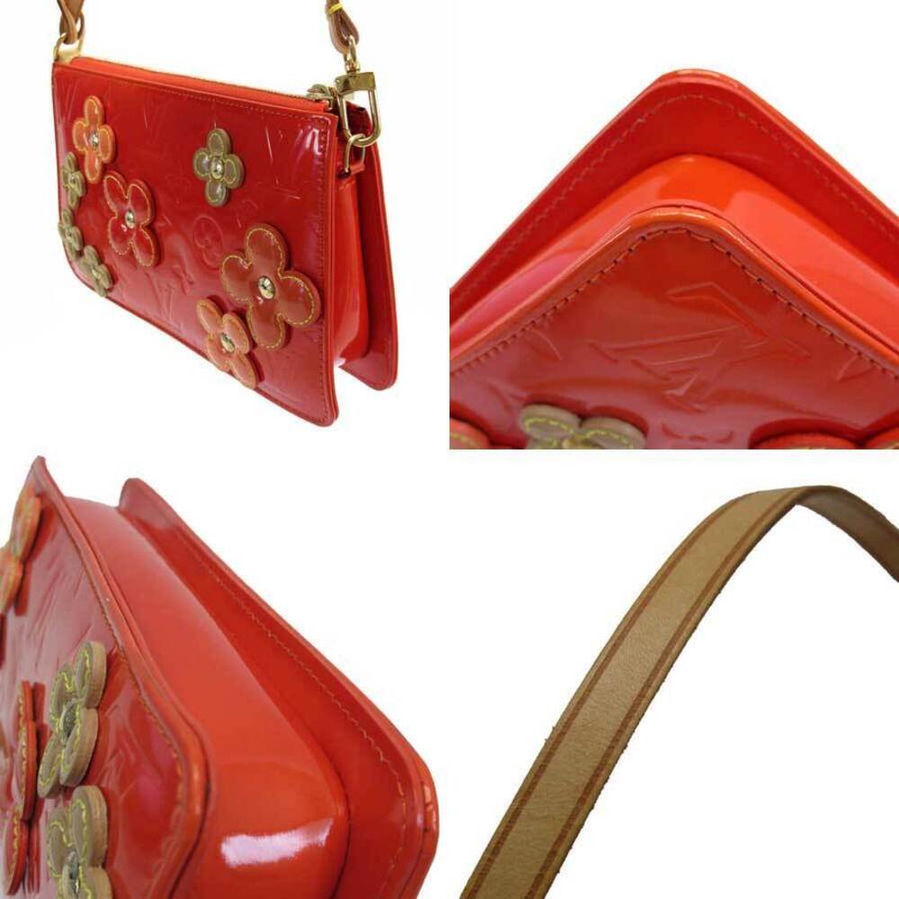 Louis Vuitton Flower Monogram Handbag Lexington Vernis Accessory Patent Orange